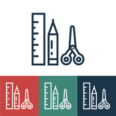 Linear vector icon with school tools