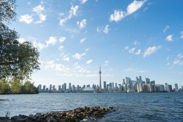 Toronto City Skyline from Toronto Island in Ontario Canada