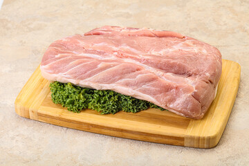 Raw pork loin for cooking