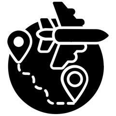 

A location pin over world map, global positioning system flat icon 
