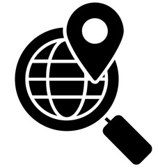 
A location pin over world map, global positioning system flat icon 
