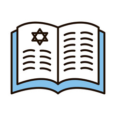 hanukkah torah book icon, line and fill style