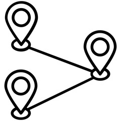 
Map pointers connected through a dotted path line 
