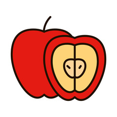 icon of apple and half, line and fill style