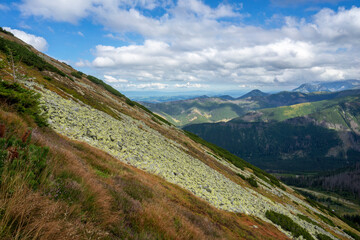 Naklejka premium Western Tatras in Slovakia. View from the trail to Salatin.