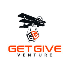 Get Give Venture GG iinitials classic airplane logo exclusive design inspiration