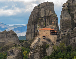 Monastery of Rousanou (St. Barbara) in the stunning Meteora a  rock formation in central Greece...