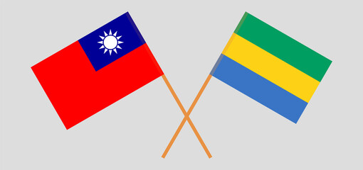 Crossed flags of Gabon and Taiwan