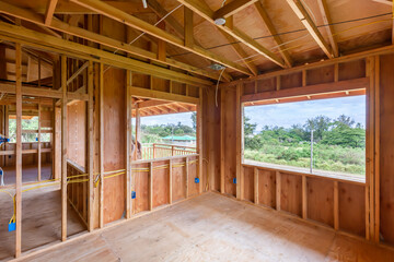 Fototapeta na wymiar New Custom Home interior Construction