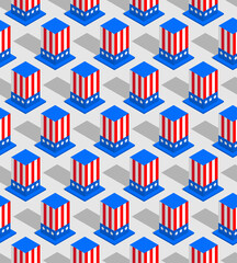 Obraz premium Uncle sam hat pattern seamless. symbol of USA Independence Day 4th July background