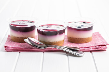 Sweet desssert. Cheesecake cup.