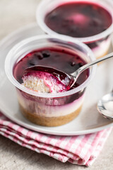 Sweet desssert. Cheesecake cup.