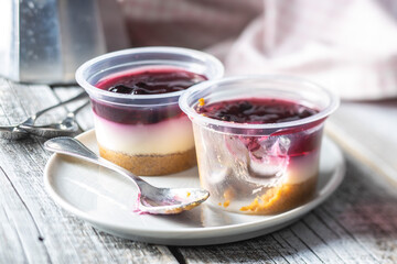 Sweet desssert. Cheesecake cup.