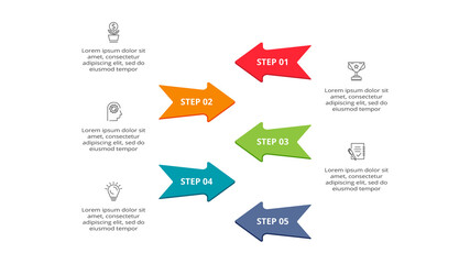 Abstract arrows of graph, diagram with 5 steps, options, parts or processes. Vector business template for presentation