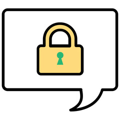 
Speech bubble and padlock together showing infographic for hundred percent security 
