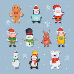 icon set of christmas characters