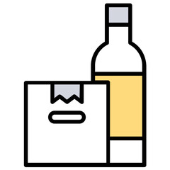 
Package of goods and beverage bottle altogether giving concept of products 
