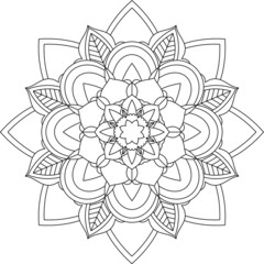 Easy Mandala coloring book simple and basic for beginners, seniors and children. Set of Mehndi flower pattern for Henna drawing and tattoo. Decoration in ethnic oriental, Indian style.