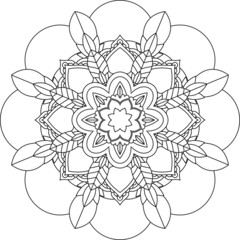 Easy Mandala coloring book simple and basic for beginners, seniors and children. Set of Mehndi flower pattern for Henna drawing and tattoo. Decoration in ethnic oriental, Indian style.