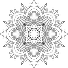 Easy Mandala coloring book simple and basic for beginners, seniors and children. Set of Mehndi flower pattern for Henna drawing and tattoo. Decoration in ethnic oriental, Indian style.