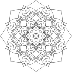 Easy Mandala coloring book simple and basic for beginners, seniors and children. Set of Mehndi flower pattern for Henna drawing and tattoo. Decoration in ethnic oriental, Indian style.