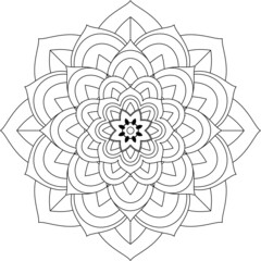 Easy Mandala coloring book simple and basic for beginners, seniors and children. Set of Mehndi flower pattern for Henna drawing and tattoo. Decoration in ethnic oriental, Indian style.