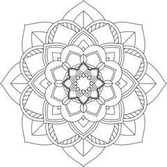 Easy Mandala coloring book simple and basic for beginners, seniors and children. Set of Mehndi flower pattern for Henna drawing and tattoo. Decoration in ethnic oriental, Indian style.