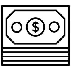 
A pile of dollars placed in an icon to denote money 

