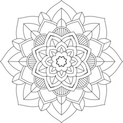 Easy Mandala coloring book simple and basic for beginners, seniors and children. Set of Mehndi flower pattern for Henna drawing and tattoo. Decoration in ethnic oriental, Indian style.