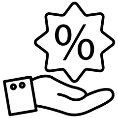 Discount icon has been innovatively designed by using a success bage drawing with percentage sign 
