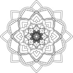 Easy Mandala coloring book simple and basic for beginners, seniors and children. Set of Mehndi flower pattern for Henna drawing and tattoo. Decoration in ethnic oriental, Indian style.