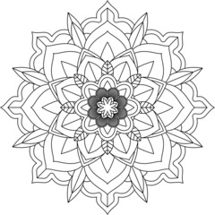Easy Mandala coloring book simple and basic for beginners, seniors and children. Set of Mehndi flower pattern for Henna drawing and tattoo. Decoration in ethnic oriental, Indian style.