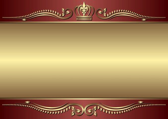 golden background with ornament and crown