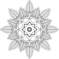 Easy Mandala coloring book simple and basic for beginners, seniors and children. Set of Mehndi flower pattern for Henna drawing and tattoo. Decoration in ethnic oriental, Indian style.