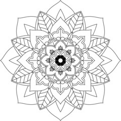 Easy Mandala coloring book simple and basic for beginners, seniors and children. Set of Mehndi flower pattern for Henna drawing and tattoo. Decoration in ethnic oriental, Indian style.