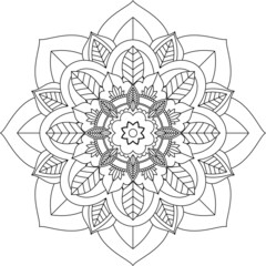 Easy Mandala coloring book simple and basic for beginners, seniors and children. Set of Mehndi flower pattern for Henna drawing and tattoo. Decoration in ethnic oriental, Indian style.