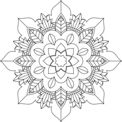 Easy Mandala coloring book simple and basic for beginners, seniors and children. Set of Mehndi flower pattern for Henna drawing and tattoo. Decoration in ethnic oriental, Indian style.