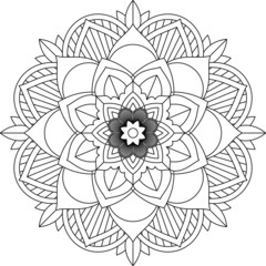 Easy Mandala coloring book simple and basic for beginners, seniors and children. Set of Mehndi flower pattern for Henna drawing and tattoo. Decoration in ethnic oriental, Indian style.