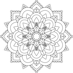 Easy Mandala coloring book simple and basic for beginners, seniors and children. Set of Mehndi flower pattern for Henna drawing and tattoo. Decoration in ethnic oriental, Indian style.