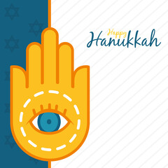 hanukkah design with hamsa hand icon, line and fill style