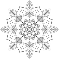 Easy Mandala coloring book simple and basic for beginners, seniors and children. Set of Mehndi flower pattern for Henna drawing and tattoo. Decoration in ethnic oriental, Indian style.
