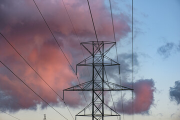 hydro tower at sunset