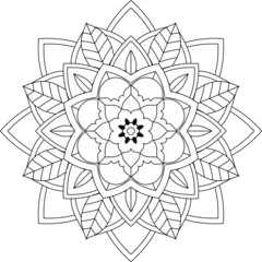 Easy Mandala coloring book simple and basic for beginners, seniors and children. Set of Mehndi flower pattern for Henna drawing and tattoo. Decoration in ethnic oriental, Indian style.