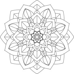 Easy Mandala coloring book simple and basic for beginners, seniors and children. Set of Mehndi flower pattern for Henna drawing and tattoo. Decoration in ethnic oriental, Indian style.