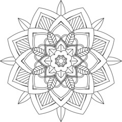 Easy Mandala coloring book simple and basic for beginners, seniors and children. Set of Mehndi flower pattern for Henna drawing and tattoo. Decoration in ethnic oriental, Indian style.