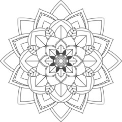 Easy Mandala coloring book simple and basic for beginners, seniors and children. Set of Mehndi flower pattern for Henna drawing and tattoo. Decoration in ethnic oriental, Indian style.