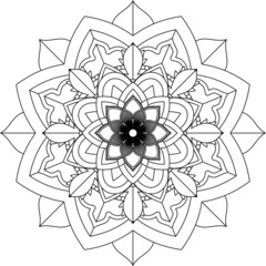 Easy Mandala coloring book simple and basic for beginners, seniors and children. Set of Mehndi flower pattern for Henna drawing and tattoo. Decoration in ethnic oriental, Indian style.