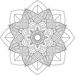 Easy Mandala coloring book simple and basic for beginners, seniors and children. Set of Mehndi flower pattern for Henna drawing and tattoo. Decoration in ethnic oriental, Indian style.