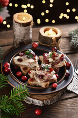 star shaped canapes with herrings and cranberries for Christmas