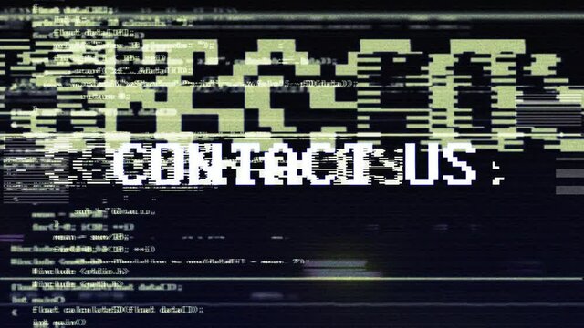 CONTACT US Glitch Text Animation, Rendering, Background, with Alpha Channel, Loop, 4k
